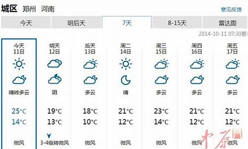 河南郑州一周天气预报七天查询_河南郑州一周天气